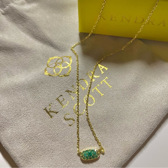 Kendra Scott Necklace Emerald Green Gold Crystal - Picture 2 of 8